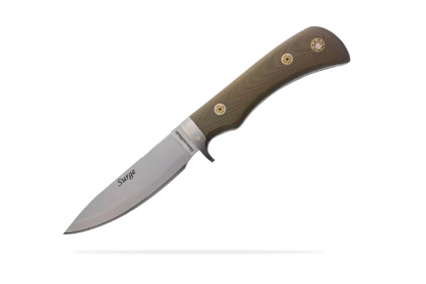 Surge fixed blade knife with OD green G10 handle and Friction Forged Technology by DiamondBlade Knives
