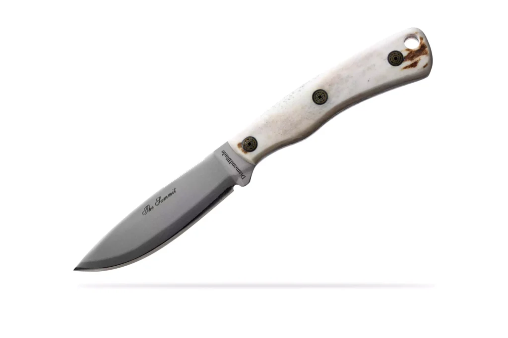 The Summit fixed blade knife with stag elk hunter handle by DiamondBlade Knives