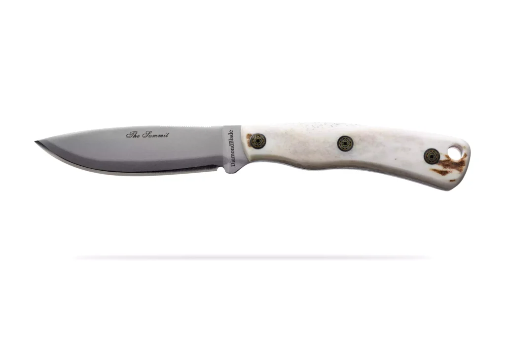 The Summit fixed blade knife with stag elk hunter handle by DiamondBlade Knives