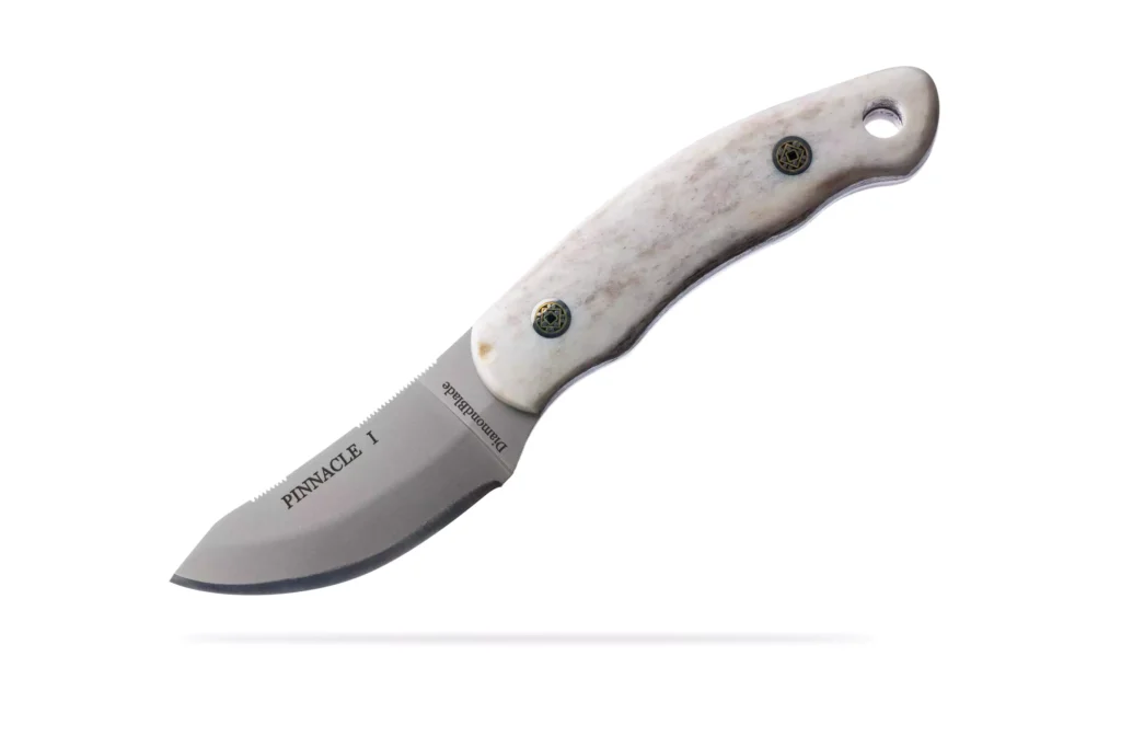 Pinnacle I fixed blade knife with natural stag handle and Friction Forged blade