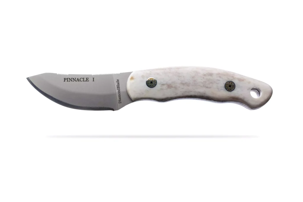 Pinnacle I fixed blade knife with natural stag handle and Friction Forged blade