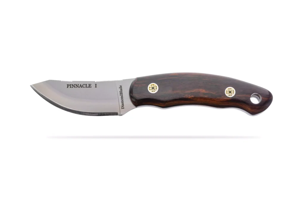 Pinnacle I fixed blade knife with premium ironwood handle by DiamondBlade Knives