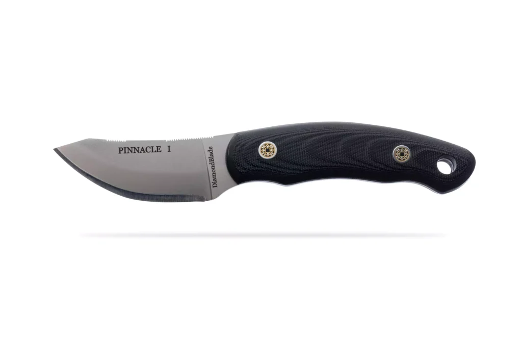 Pinnacle I fixed blade knife with black mosaic handle by DiamondBlade Knives