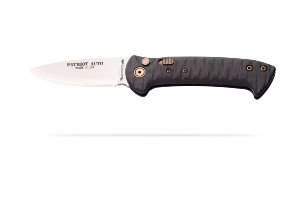 Patriot Auto knife with black G10 handle and automatic deployment feature