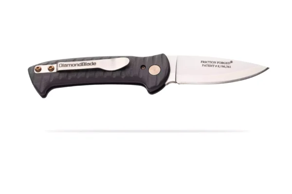 Patriot Auto knife with black G10 handle and Friction Forged® blade