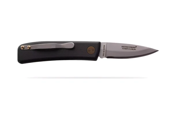 Fury Auto knife in black handle by DiamondBlade Knives with Friction Forged Technology, blade deployed
