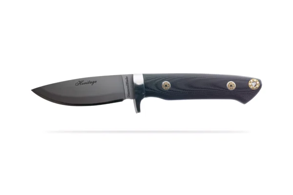Heritage knife with black G10 handle, side profile, Friction Forged Technology by DiamondBlade Knives