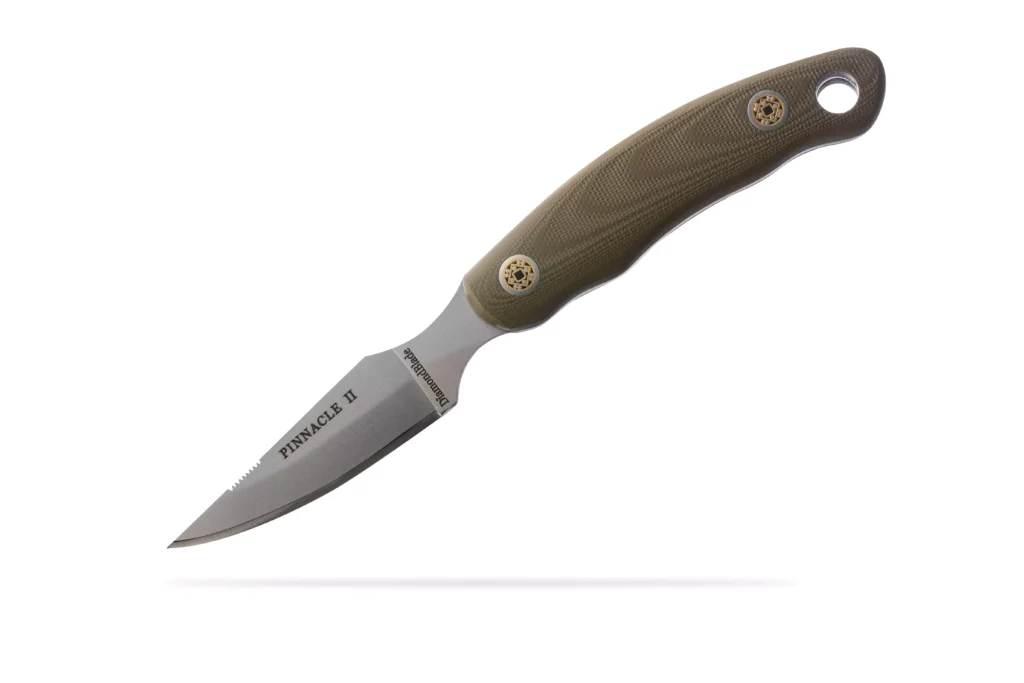 Pinnacle II fixed blade knife with OD green G10 handle and Friction Forged blade