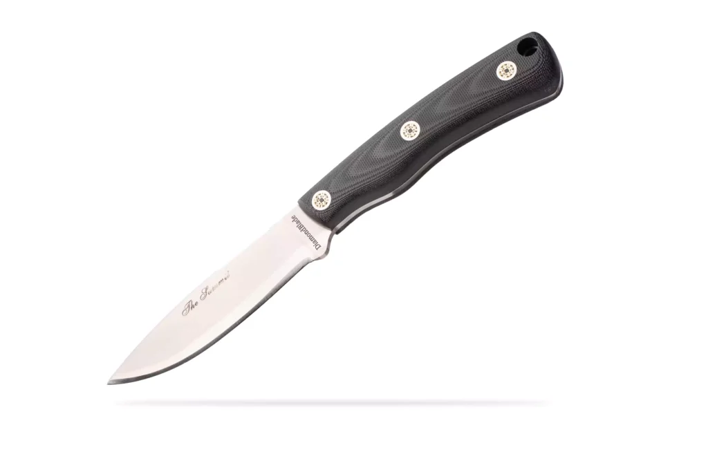 DiamondBlade Summit fixed-blade knife with black G10 handle and friction-forged blade