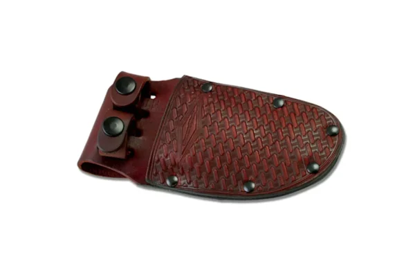 Pinnacle Combo leather sheath by DiamondBlade Knives with double-knife carry and basketweave finish