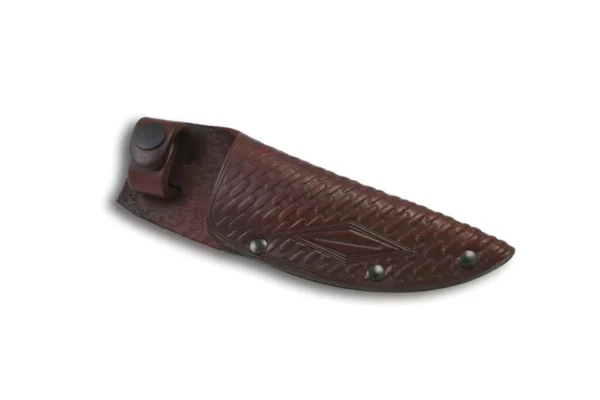 Pinnacle I leather sheath for DiamondBlade Knives fixed blade with basketweave tooling