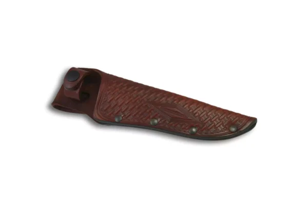 Summit leather sheath for DiamondBlade Knives fixed blade knife with basketweave detailing