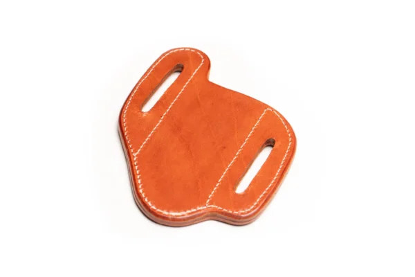 Plain handcrafted leather sheath for DiamondBlade Summit Folder with dual belt slots